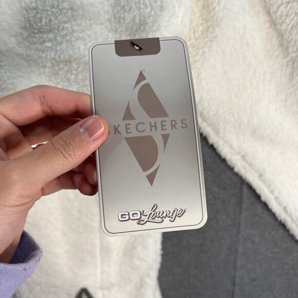 Skechers Womens Jeacket Downtime Sherpa Jacket Egret Size 2XL - Picture 4 of 12